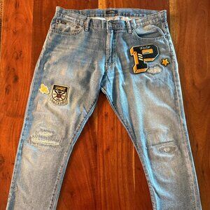 POLO RALPH LAUREN 1 OF 1 SULLIVAN SLIM JEANS 36x32 RLPC VARSITY LETTERMAN CUSTOM